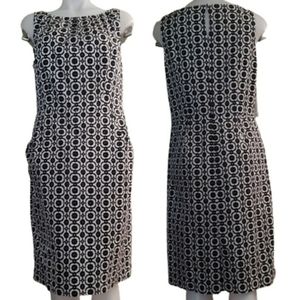 NINE WEST Jacquard Floral Sheath Dress NWT Black White Size 12